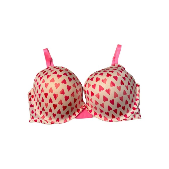 Victoria's Secret Other - VICTORIA’S SECRET Valentines White Red Pink Hearts Push Up Underwire Bra 38DD